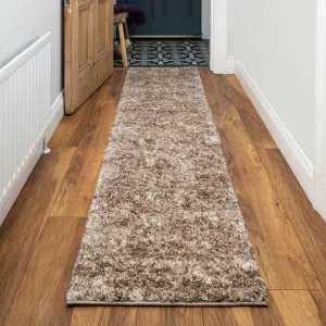 Light Brown Mottled Shaggy Runner Rug