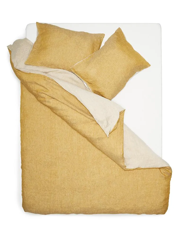 Linen Bedding Two Tone Stonewashed in Curry Color