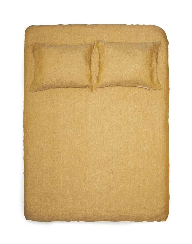 Linen Bedding Two Tone Stonewashed in Curry Color