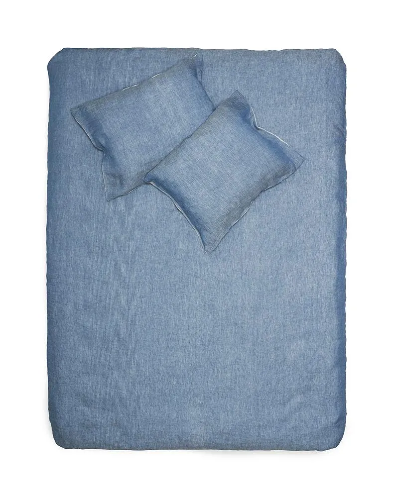 Linen Bedding Two Tone Stonewashed in Denim Color