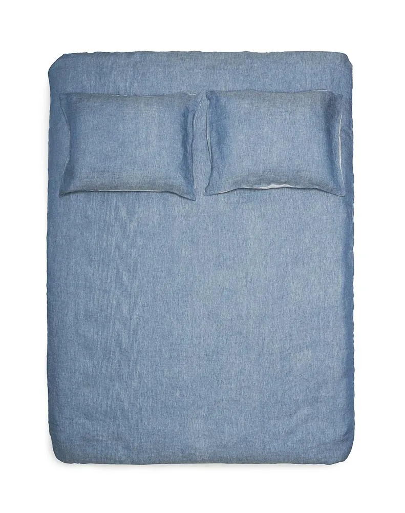 Linen Bedding Two Tone Stonewashed in Denim Color