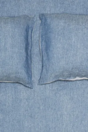 Linen Bedding Two Tone Stonewashed in Denim Color