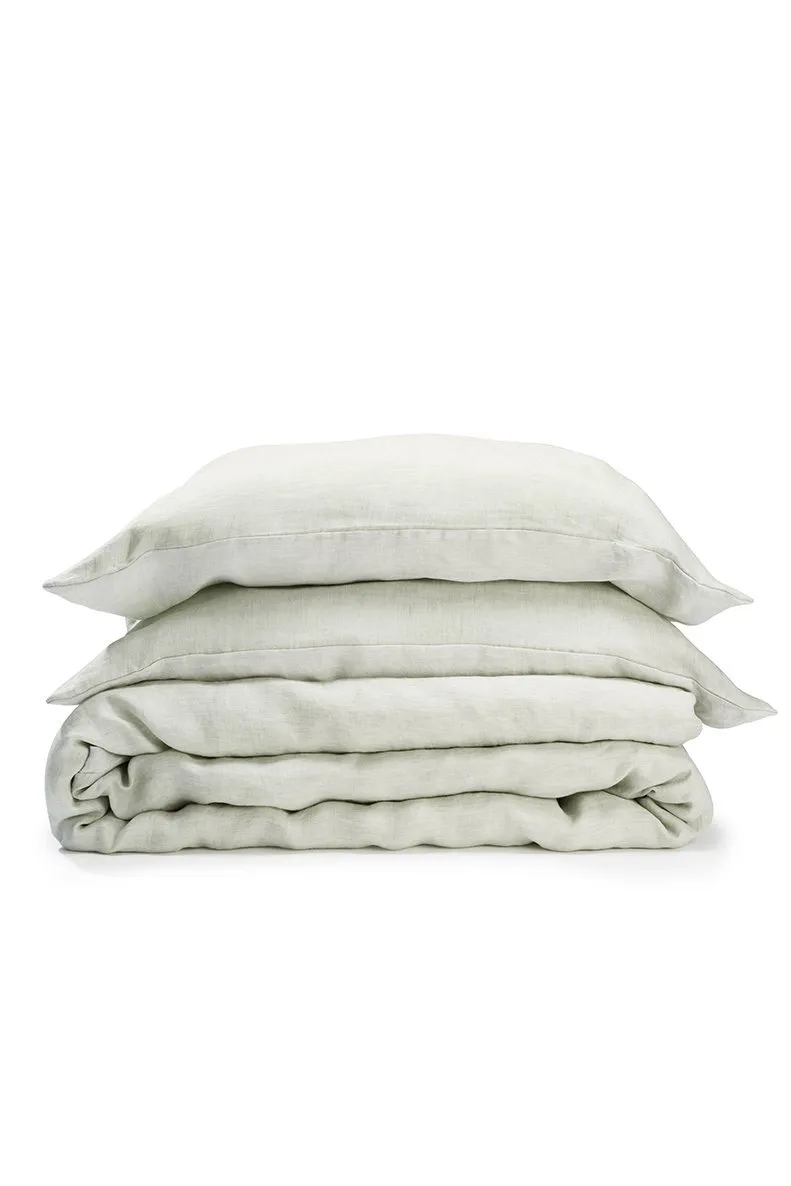 Linen Bedding Two Tone Stonewashed in Mint Color