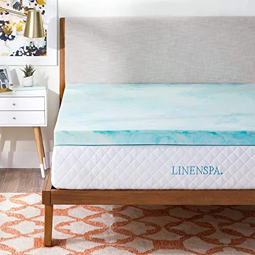 Linenspa 3 Inch Mattress Topper Queen - Gel Swirl Memory Foam Twin XL Mattress Topper - CertiPUR-US Certified - Twin XL Size - Dorm Room Essentials