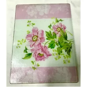 Linsan Floral Glass Tempered Cutting Board - 12x18"