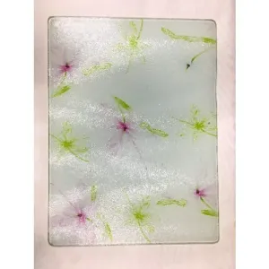 Linsan Prima Floral Blossom Glass Cutting Board - (40 X 30cm)