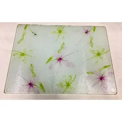 Linsan Prima Floral Blossom Glass Cutting Board - (40 X 30cm)