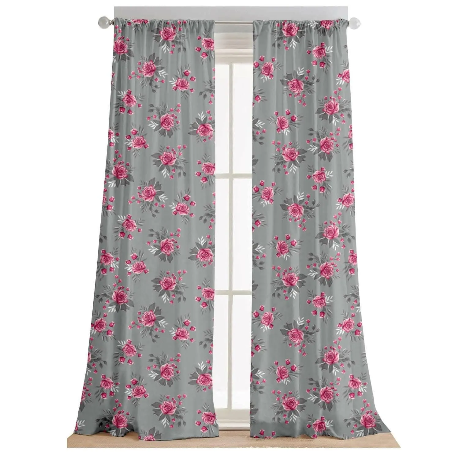 Lushomes "Beige Coffee Geometric Door Curtains: Set of 2, 7 Feet Long, Semi Sheer, Rod Pocket - Ideal for Bedroom Décor"