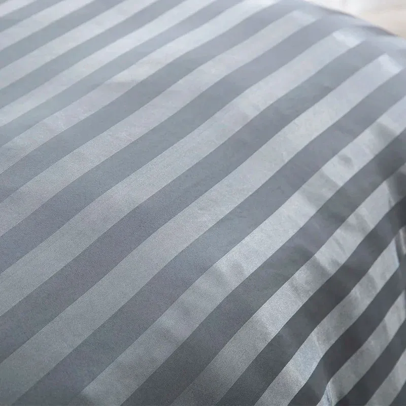 Luxury Satin Striped Duvet Cover Set with Zipper Closure & Pillow Cases