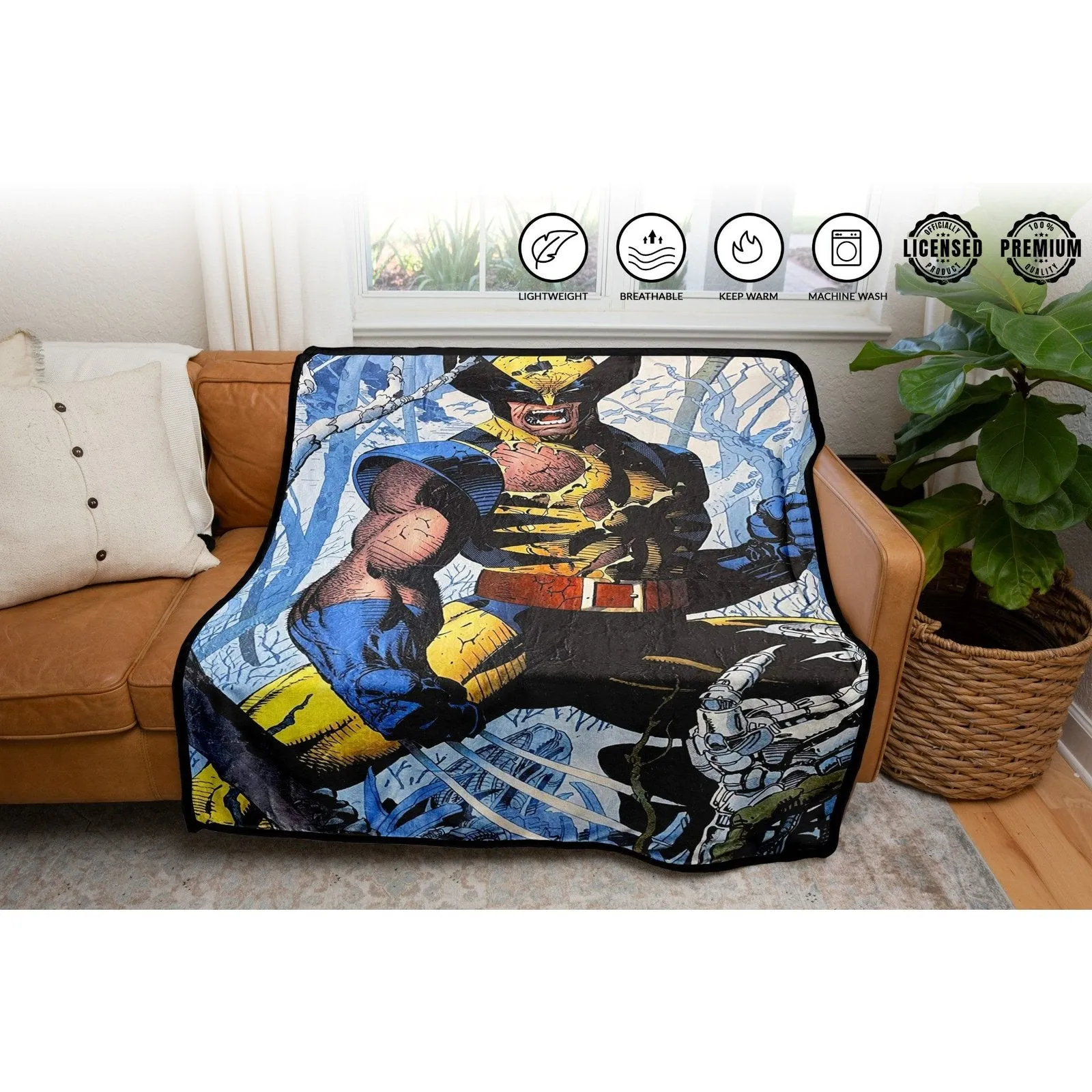 Marvel Wolverine Cover Jim Lee Fleece Throw Blanket