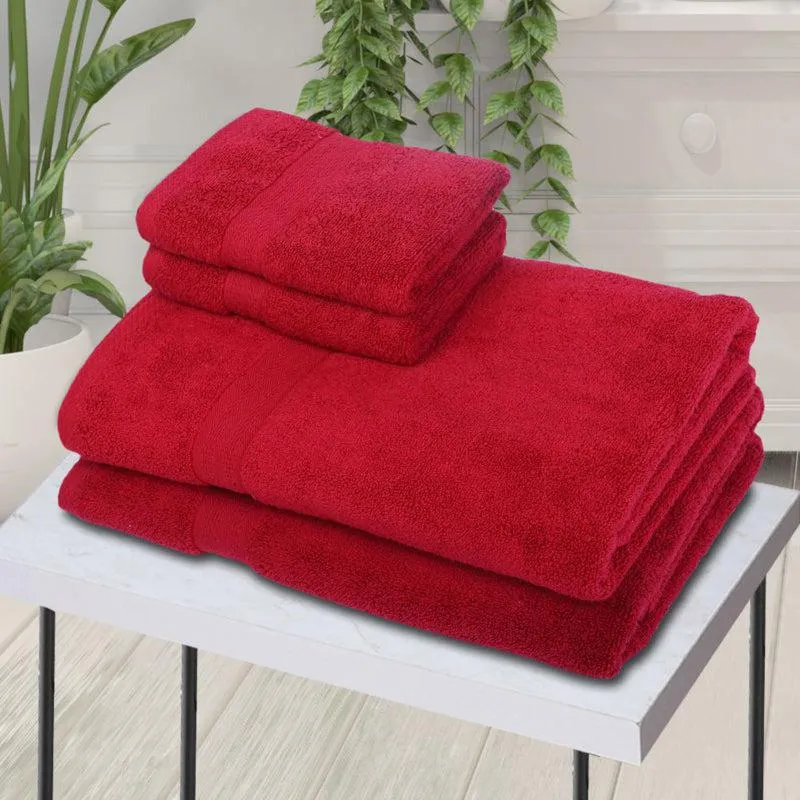 Miorah Towel Combo (Red) - Four Piece Set