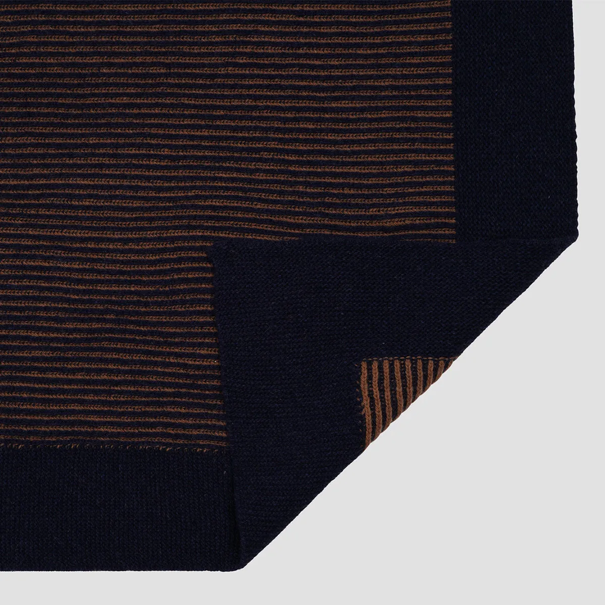 Navy Striped Knitted Throw