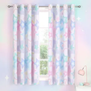 Ombre Stars Eyelet Curtains White