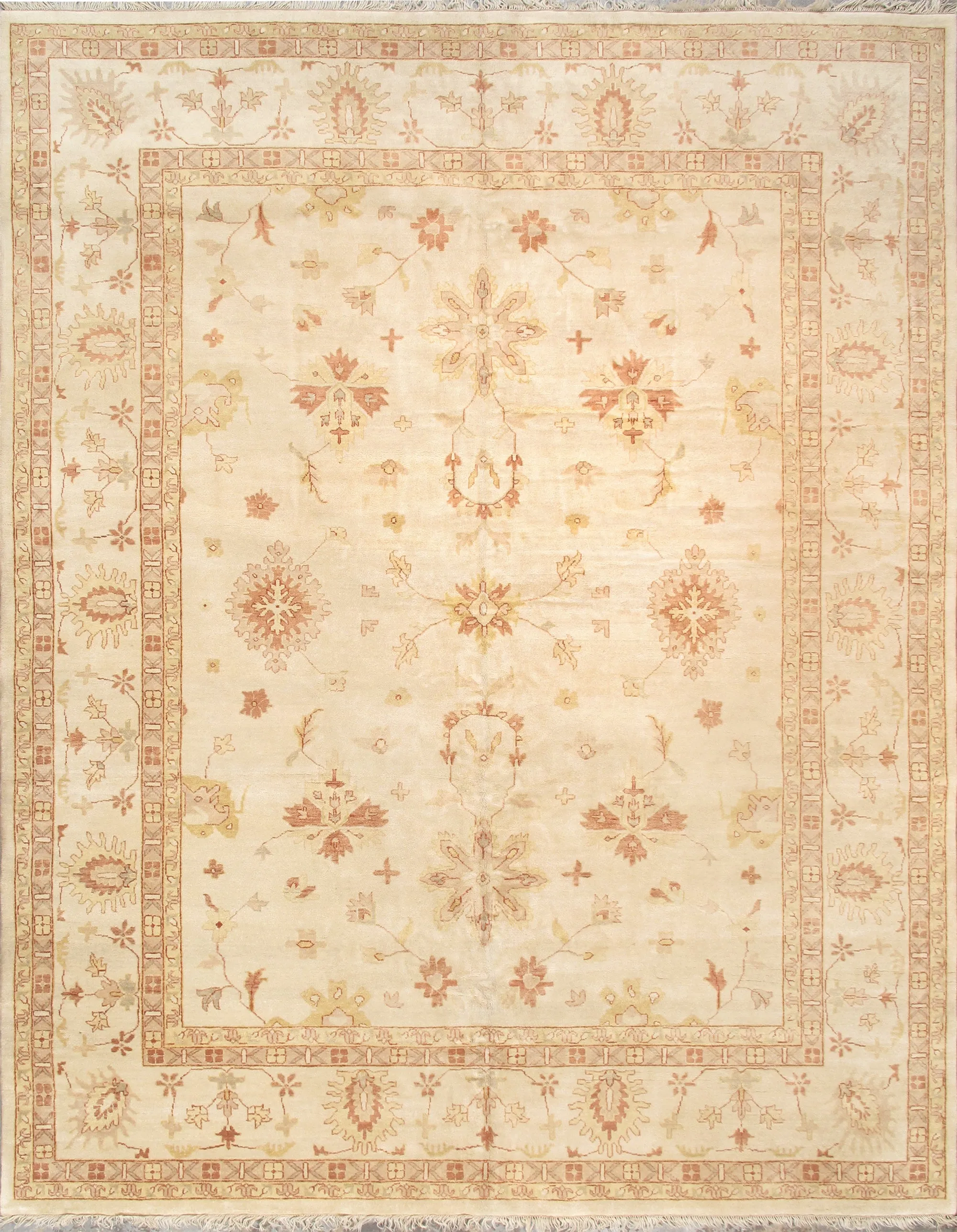 Oushak Collection Hand-Knotted Lamb's Wool Area Rug-11' 9" X 14'11" , Ivory