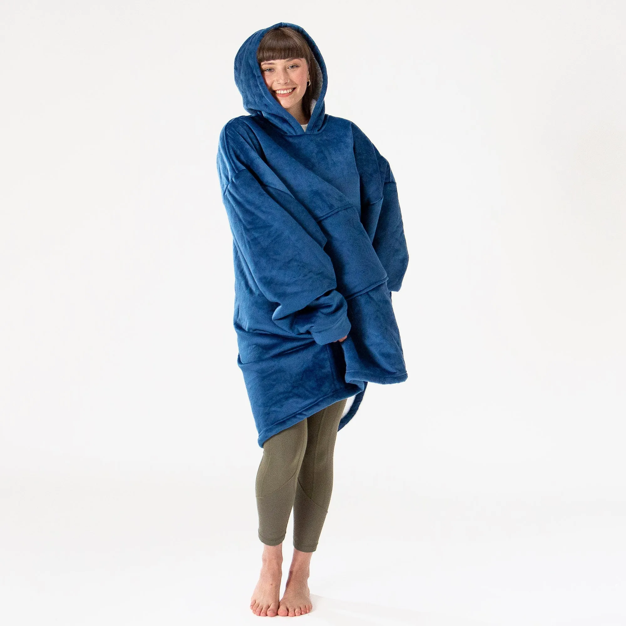 Oversized Hoodie Blanket Sweatshirt for Men or Women - Minky Dark Blue