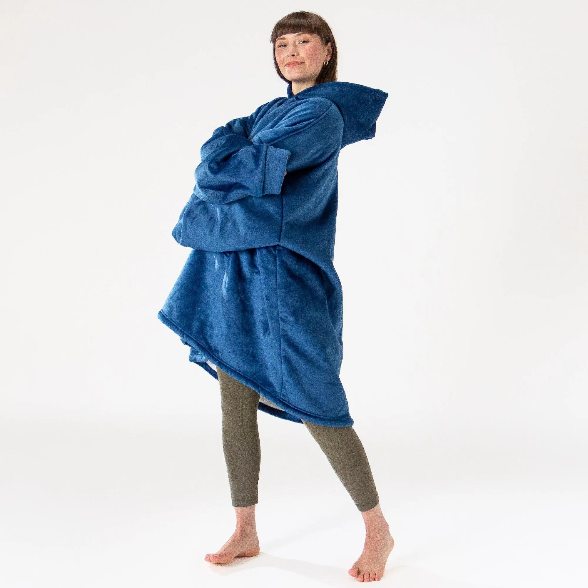 Oversized Hoodie Blanket Sweatshirt for Men or Women - Minky Dark Blue