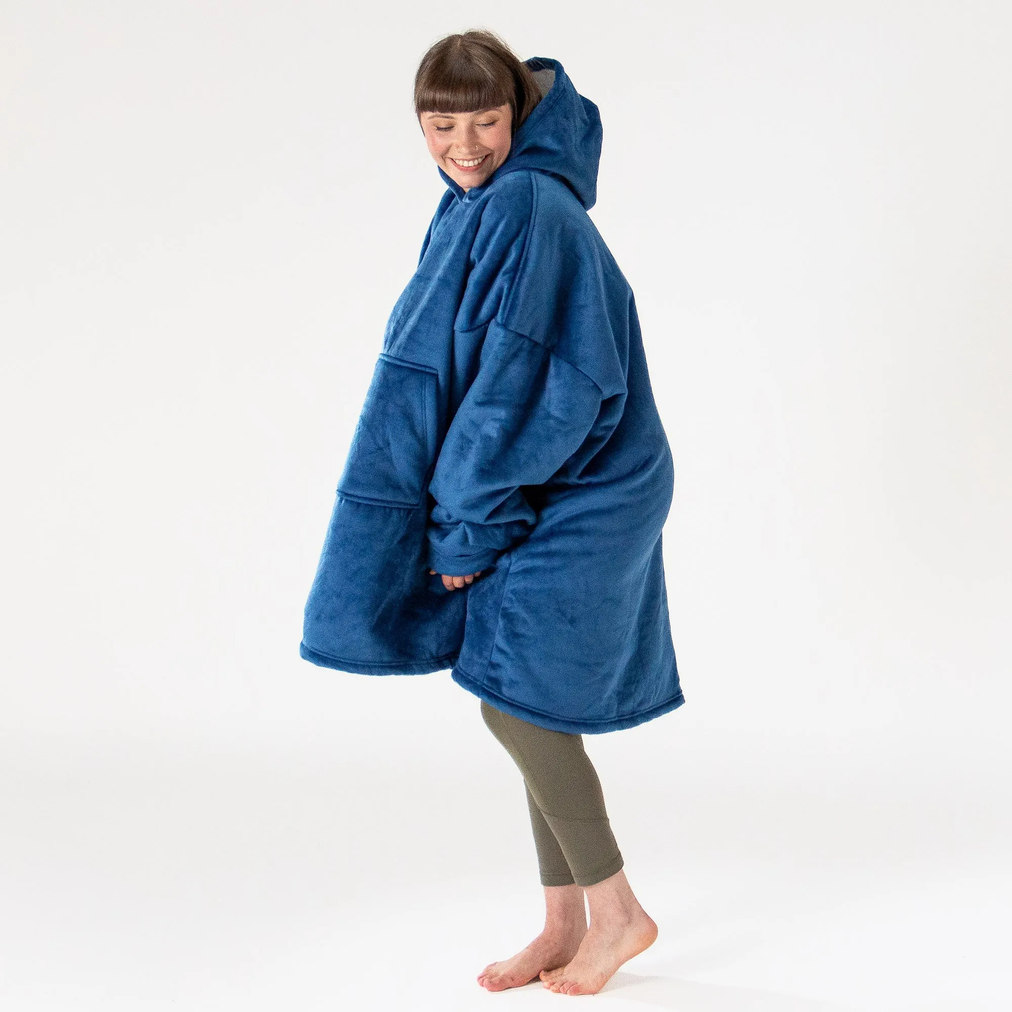 Oversized Hoodie Blanket Sweatshirt for Men or Women - Minky Dark Blue