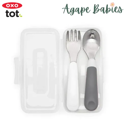 OXO TOT On-The-Go Fork And Spoon Set - Grey - Metal