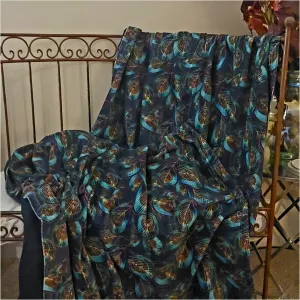 Peacock Design Cotton Velvet Lined Fully Lined Large Throw