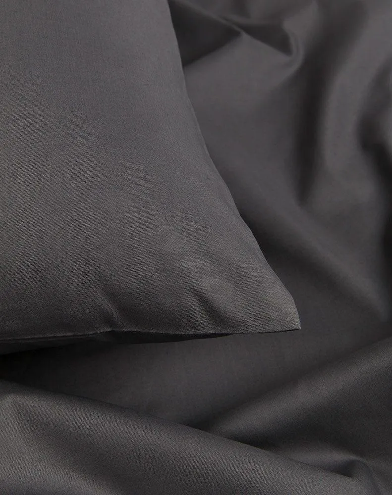 Pima Cotton Percale Bedding in Anthracite Dark Grey Color