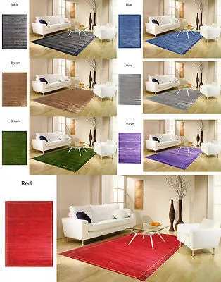 PLAIN Modern Contemporary Thick Quality Bordered Rugs Runners S -XL Round CHEAP