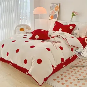 Polka Dot and Heart Winter Bedding Set