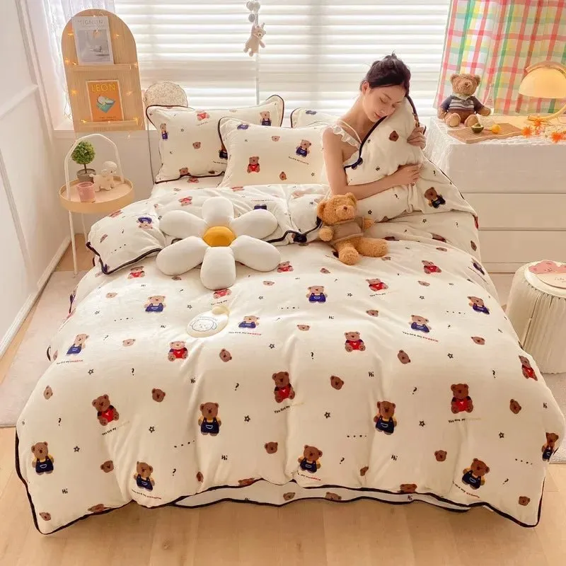 Polka Dot and Heart Winter Bedding Set