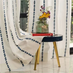 Premium 100% Cotton Embroidery Curtain for Window & Door - Pack of 1 Curtain, Vintage Braid Indigo