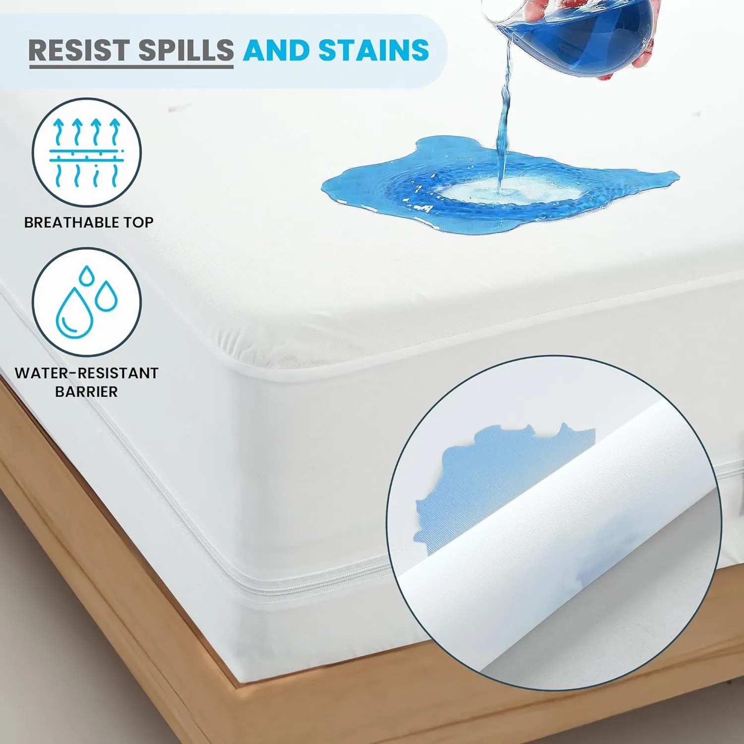 Premium Waterproof Mattress Protector Encasement | Soft, Breathable & Noiseless Cover