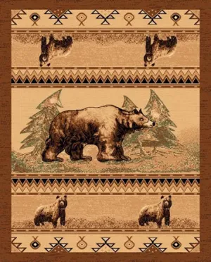 "Bear" Rustic Cabin Area Rug - 4 x 5