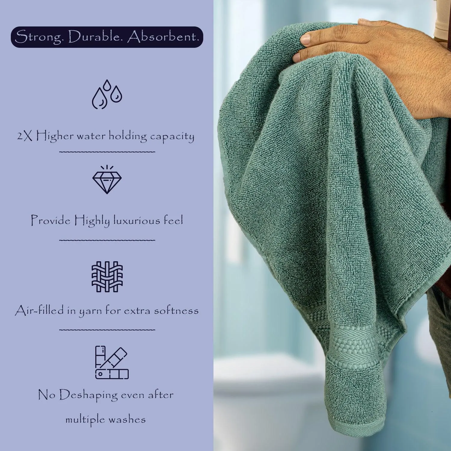 Rangoli Cloud Soft 100% Cotton Hand Towels | 625 GSM Ultra-Soft & Highly Absorbent | Quick Drying, Durable & Gentle on Skin | Perfect for Bathroom, Gym & Kitchen Use