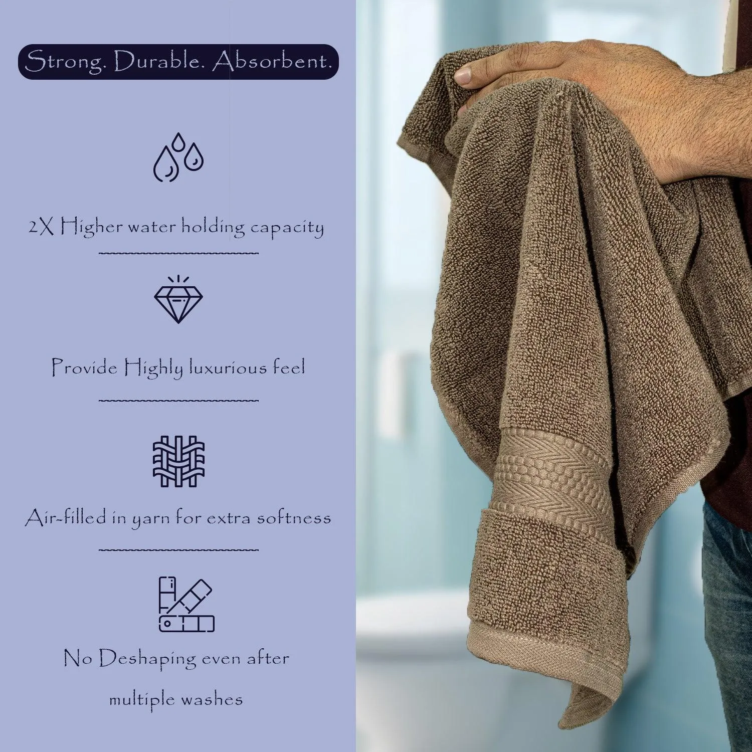 Rangoli Cloud Soft 100% Cotton Hand Towels | 625 GSM Ultra-Soft & Highly Absorbent | Quick Drying, Durable & Gentle on Skin | Perfect for Bathroom, Gym & Kitchen Use