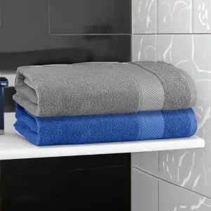 Reign Bath Towel (Steel Grey & Dark Blue) - Set Of Two