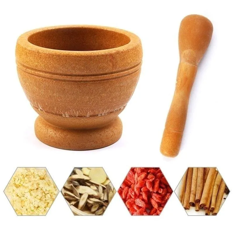 Resin Mortar Pestle Set Garlic Herb Spice Mixing Grinding Crusher Bowl Restaurant Kitchen Tools