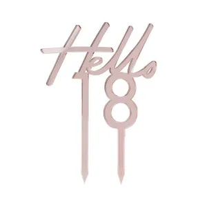 Rose Gold 'Hello 18' Birthday' Cake Topper