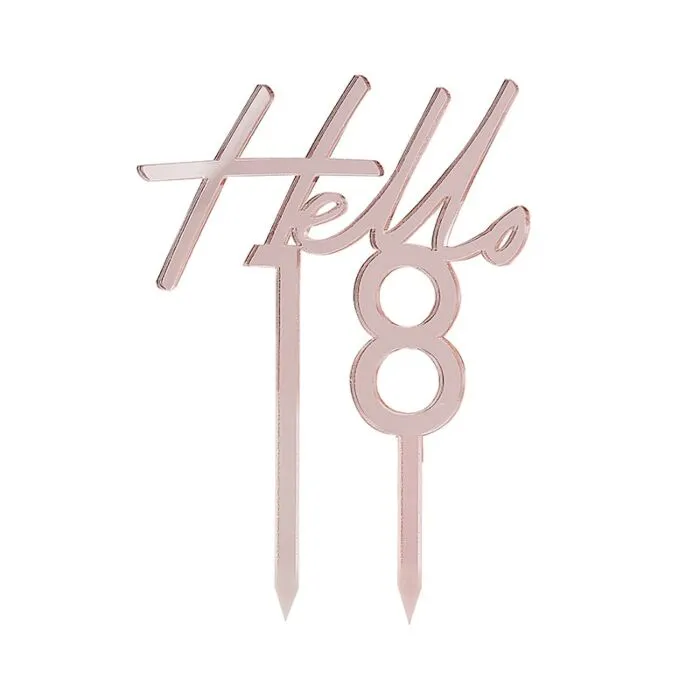 Rose Gold 'Hello 18' Birthday' Cake Topper