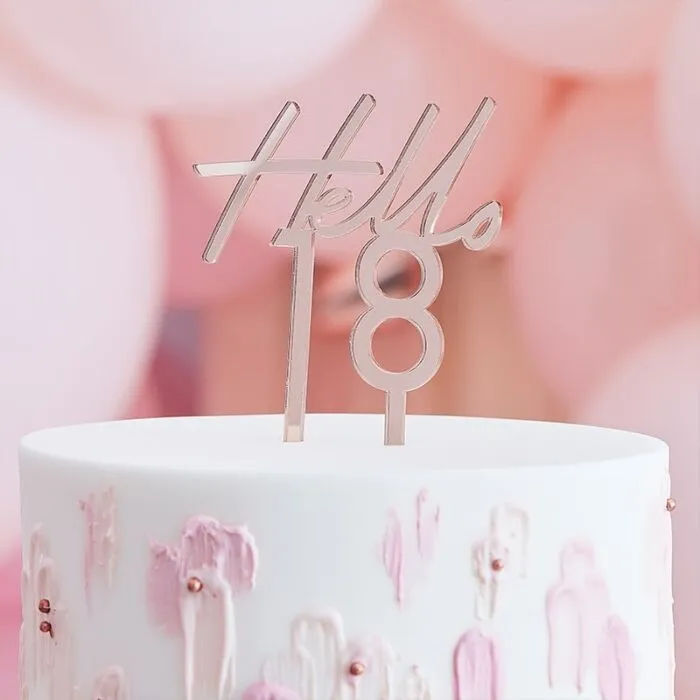 Rose Gold 'Hello 18' Birthday' Cake Topper