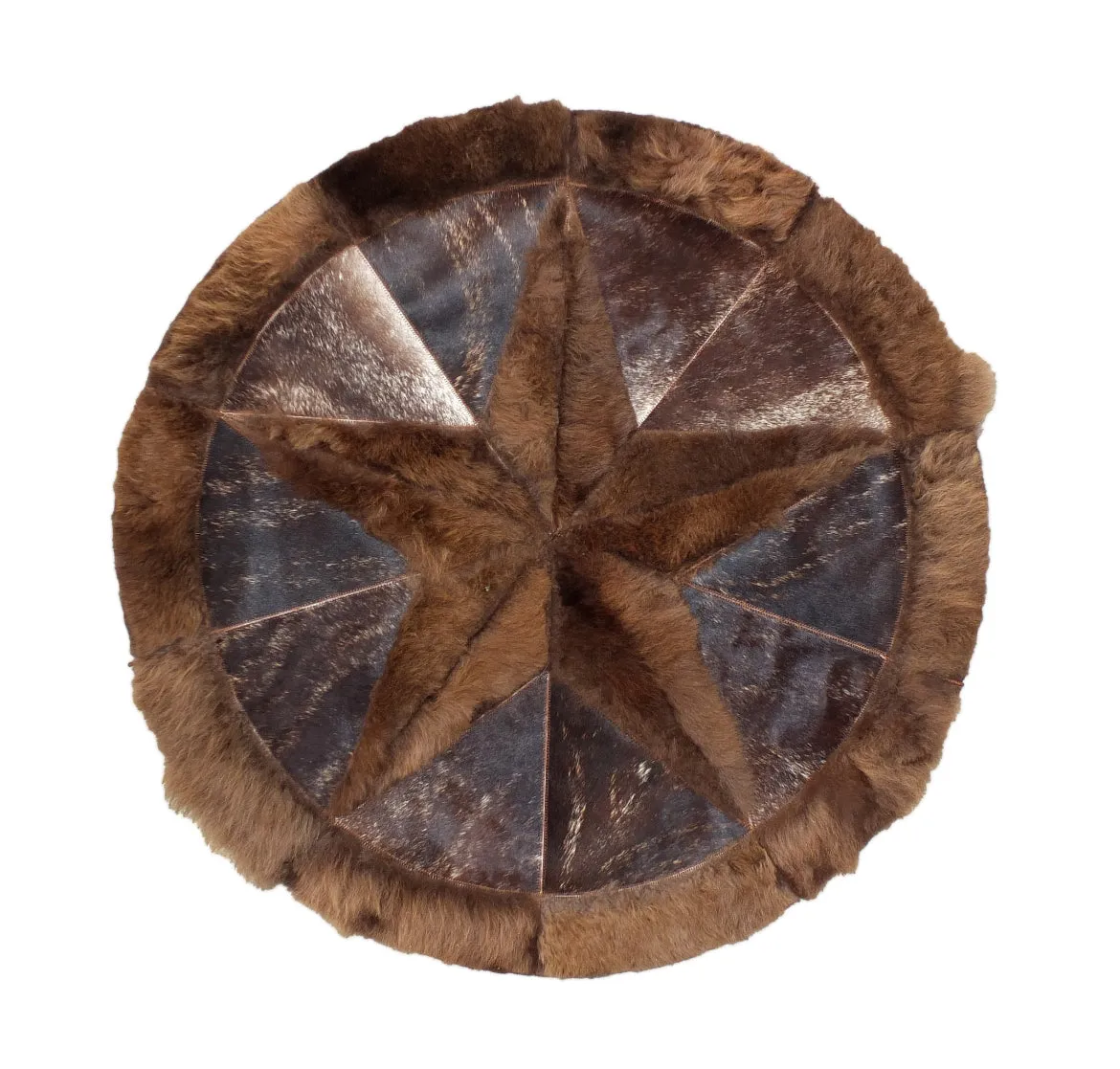 Round Western Rug - Bison Star & Edge (Dark Brindle)