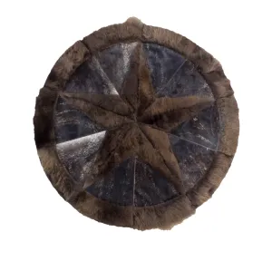 Round Western Rug - Bison Star & Edge (Dark Brindle)