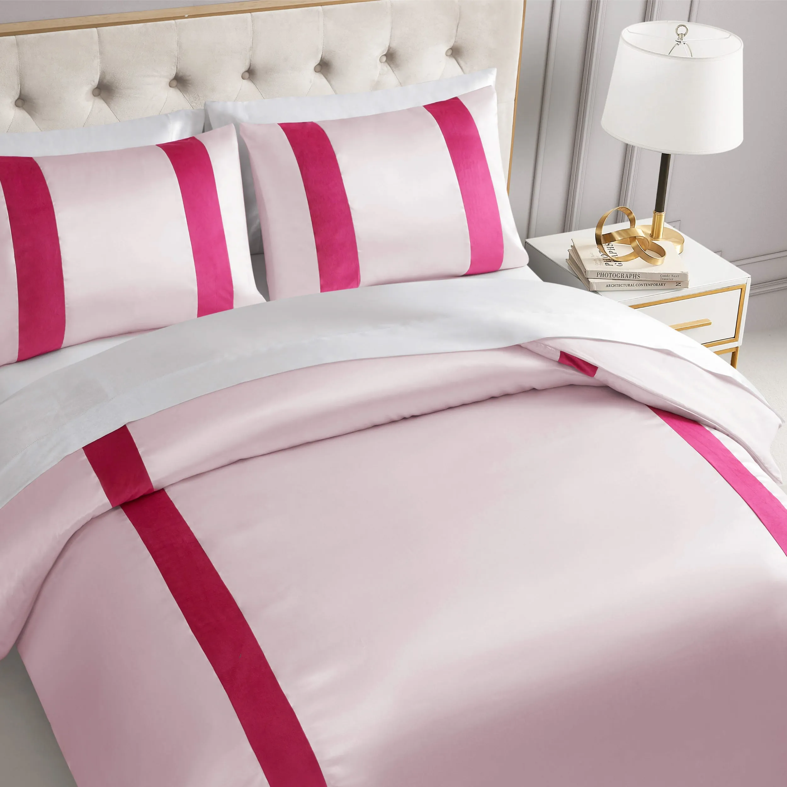 Satin Velvet Stripe Comforter Set