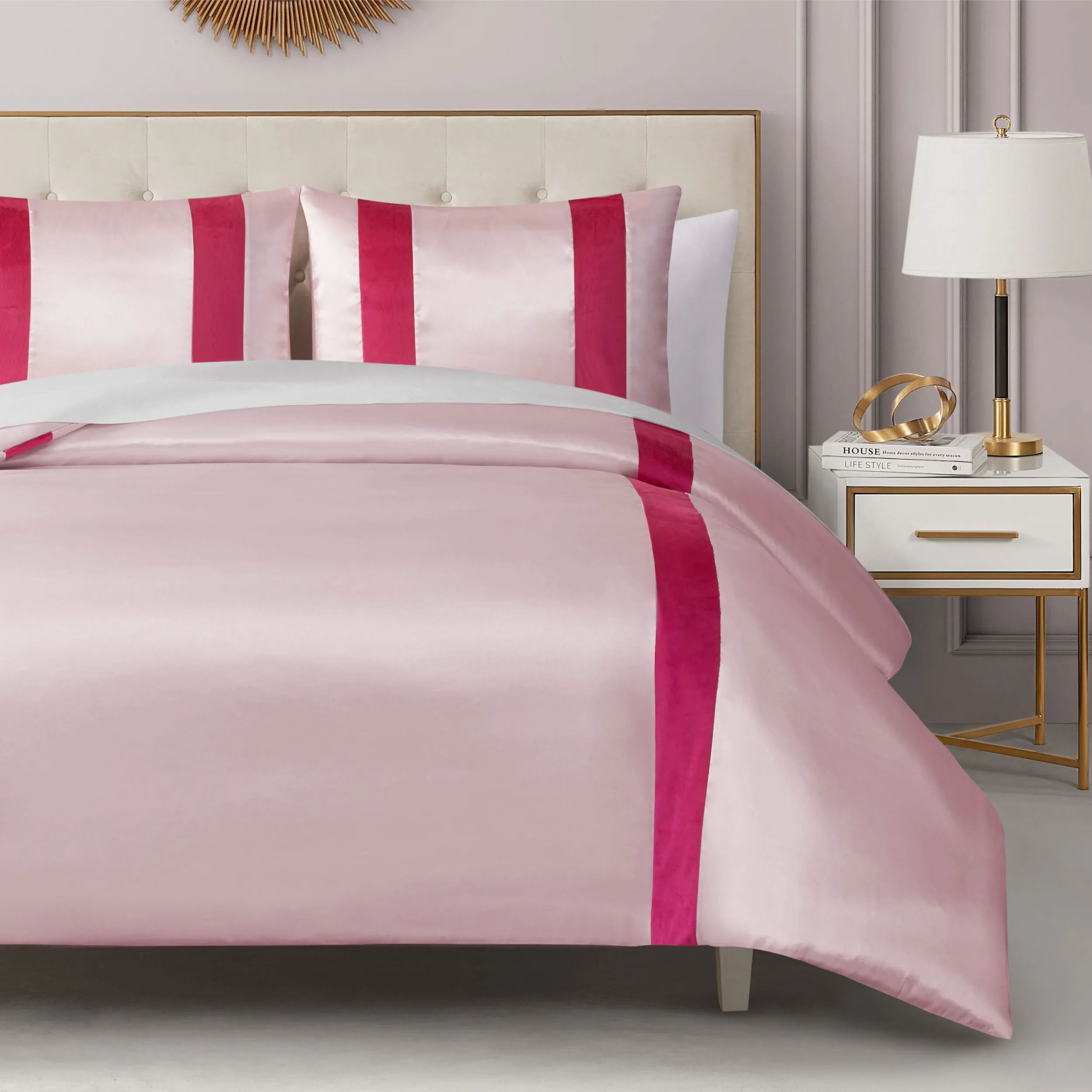 Satin Velvet Stripe Comforter Set