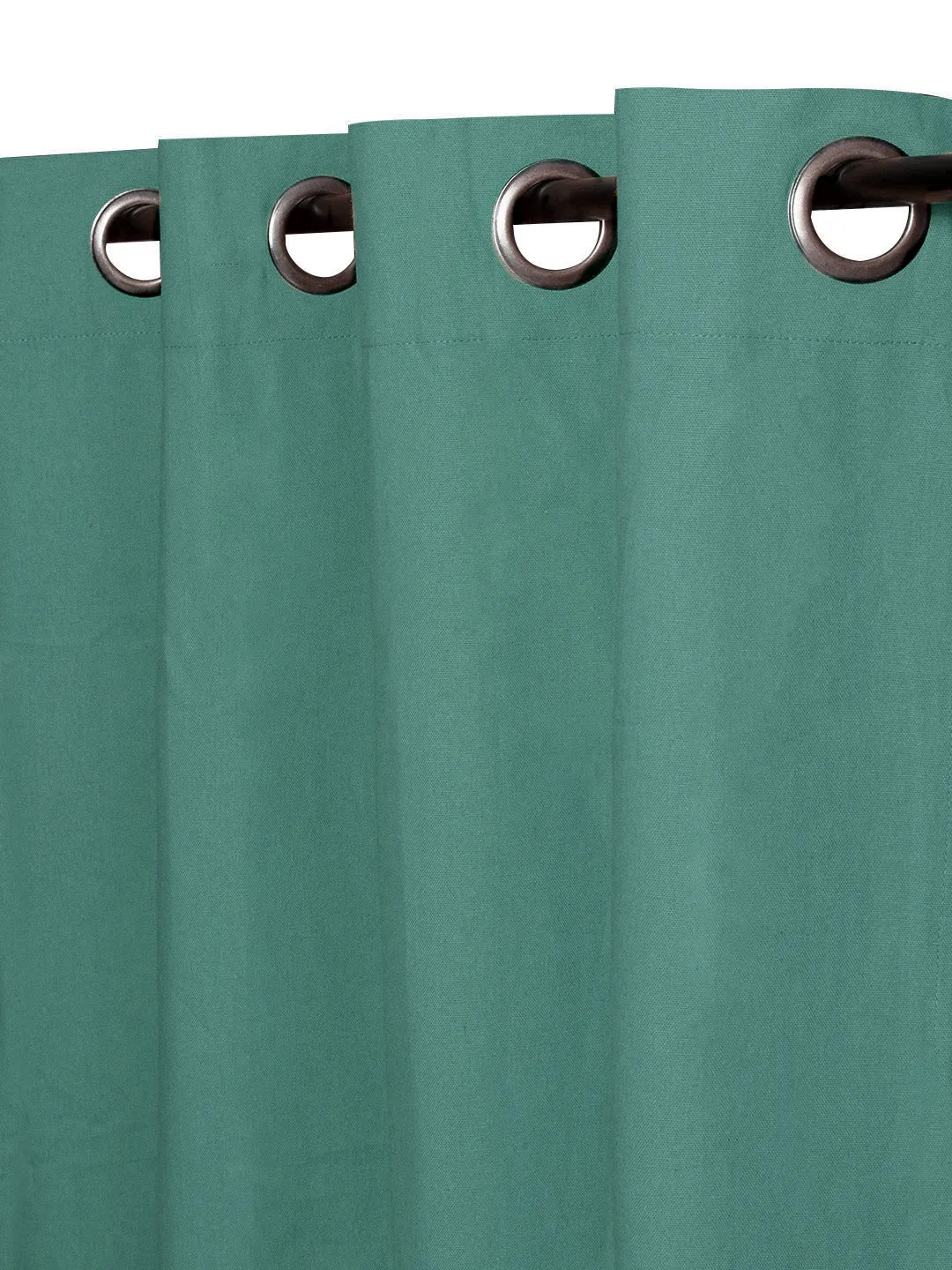 Set Of 4 Fauna Printed With Green Plain 7Ft. Curtains