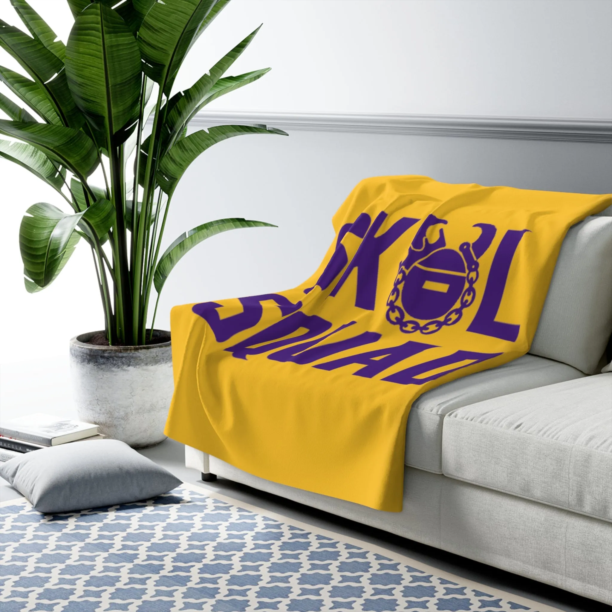 Sherpa Fleece Blanket - Gold/Purple - SQUAD