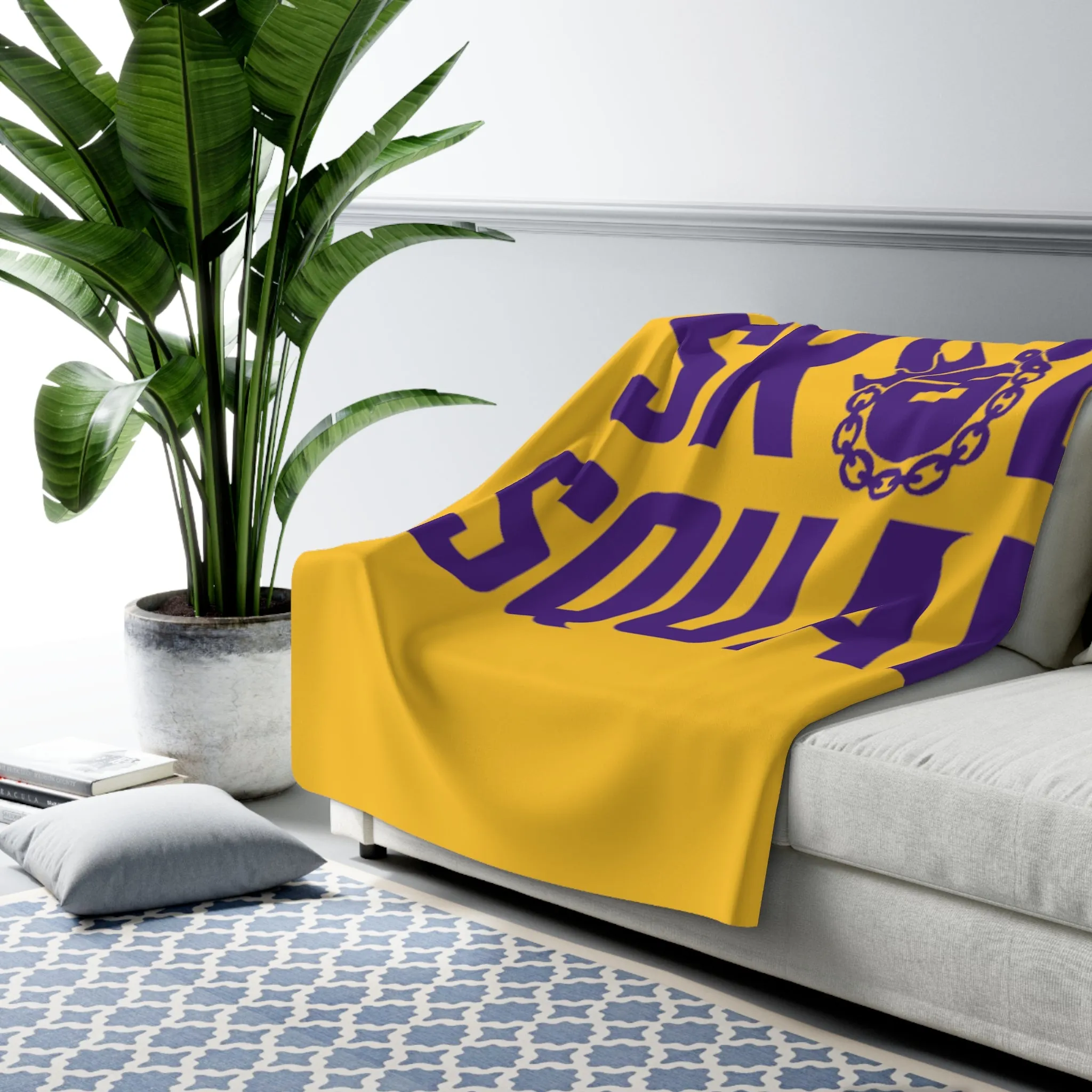 Sherpa Fleece Blanket - Gold/Purple - SQUAD