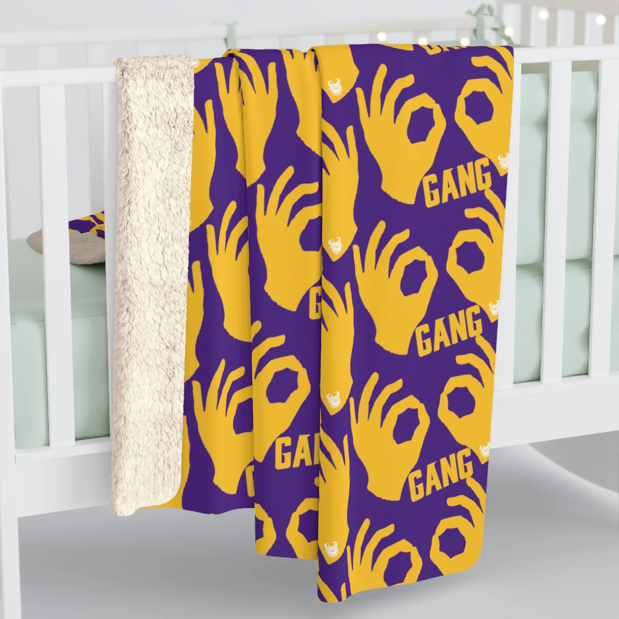 Sherpa Fleece Blanket - Purple/Gold - Griddy Gang