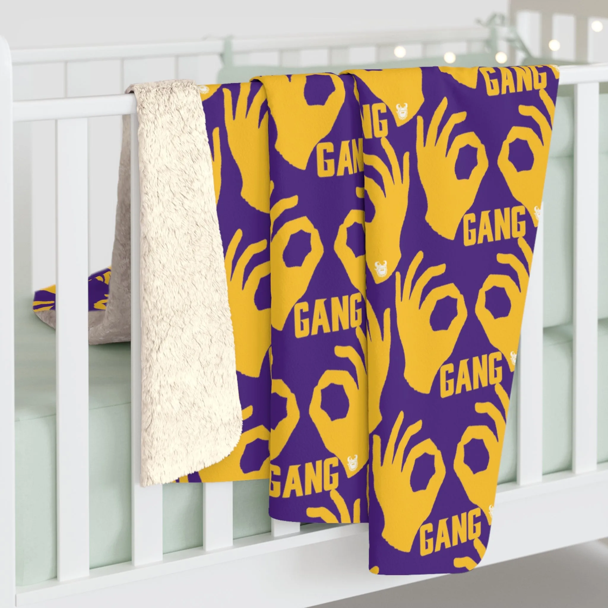 Sherpa Fleece Blanket - Purple/Gold - Griddy Gang