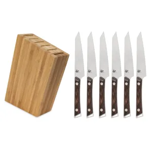 Shun Kanso 6-Piece Steak Knife with Bamboo Side Car Block Set