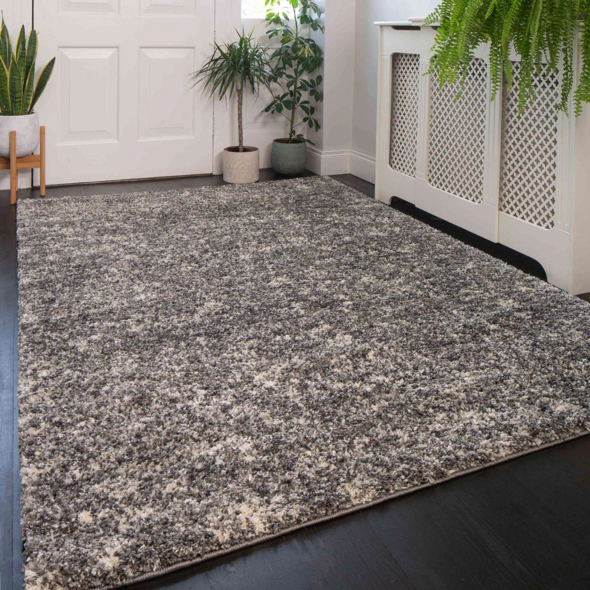 Silver Shaggy Rug for Living Room