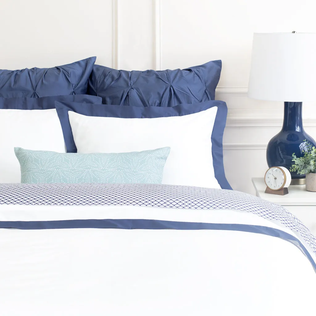 Slate Blue Linden Border Duvet Cover