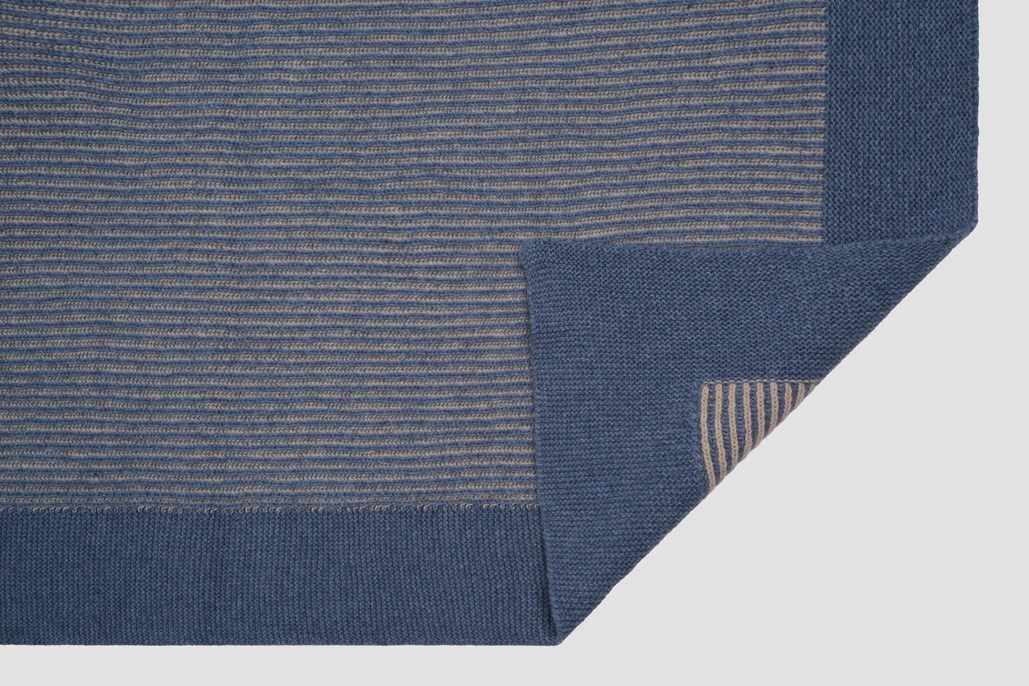 Stone Blue Striped Knitted Throw